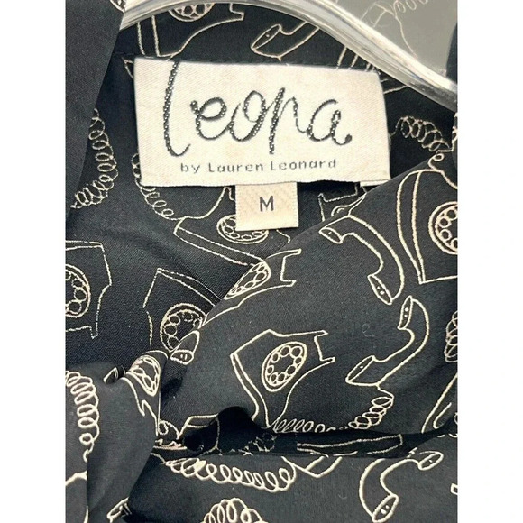 LEONA by Lauren Leonard 100% Silk Telephone Belted Dress Size Medium USA Made EC - Picture 9 of 12